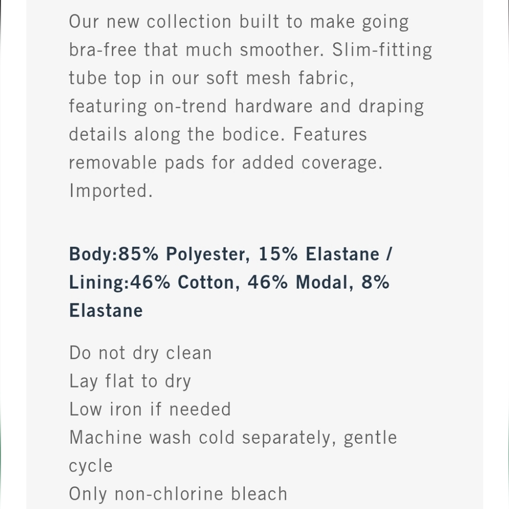 NWT Abercrombie Bra Free Hardware Tube Top - Picture 5 of 9